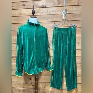 Vintage Velvet Velour Sweatscdo Track Matching 2pc Suit XL Retro 90s Streetwear